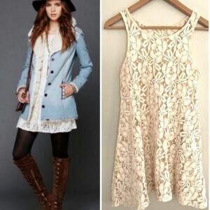 Free People Vintage Miles of Lace Bridal XS Lace Dress